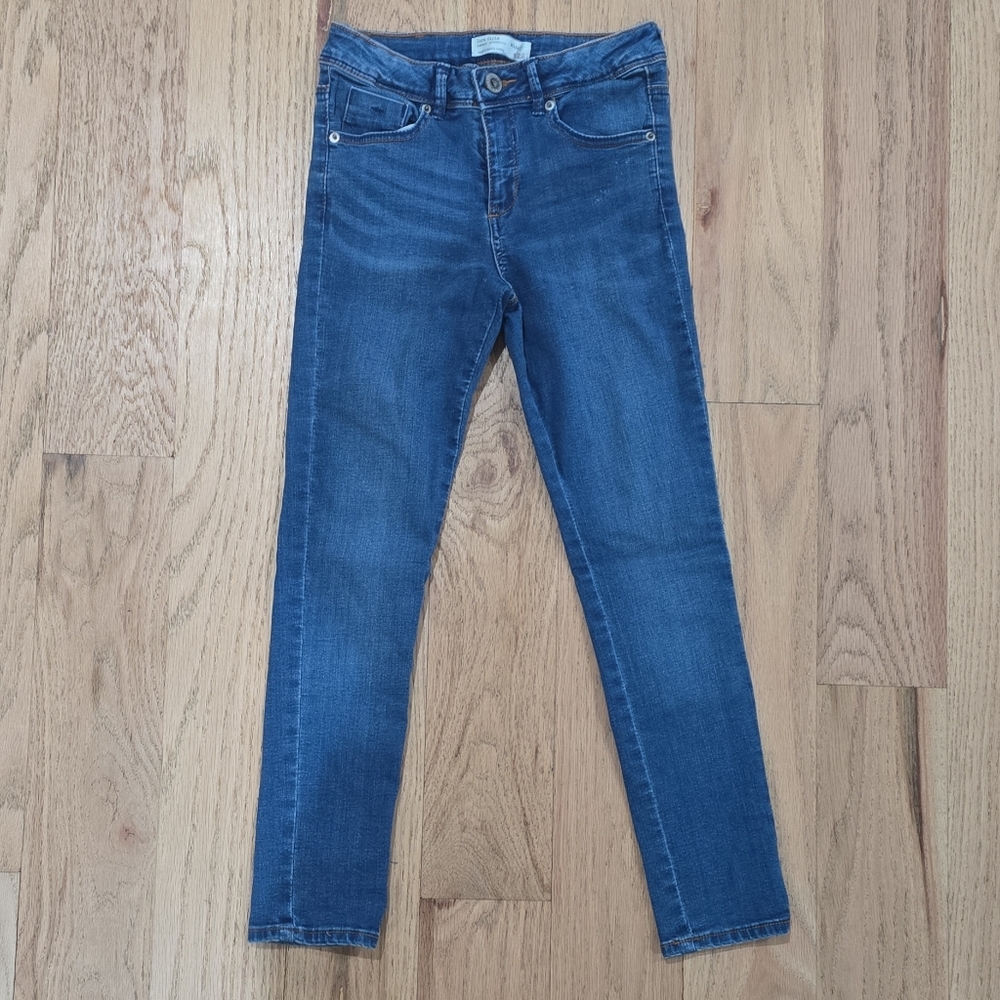 Zara Girls Skinny Jeans Blue Denim Medium Wash Size 7 Slim Fit Pockets